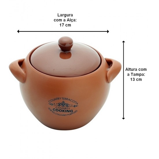 Caçarola 17cm Por 14cm Com Tampa De Cerâmica Country Cooking Marrom